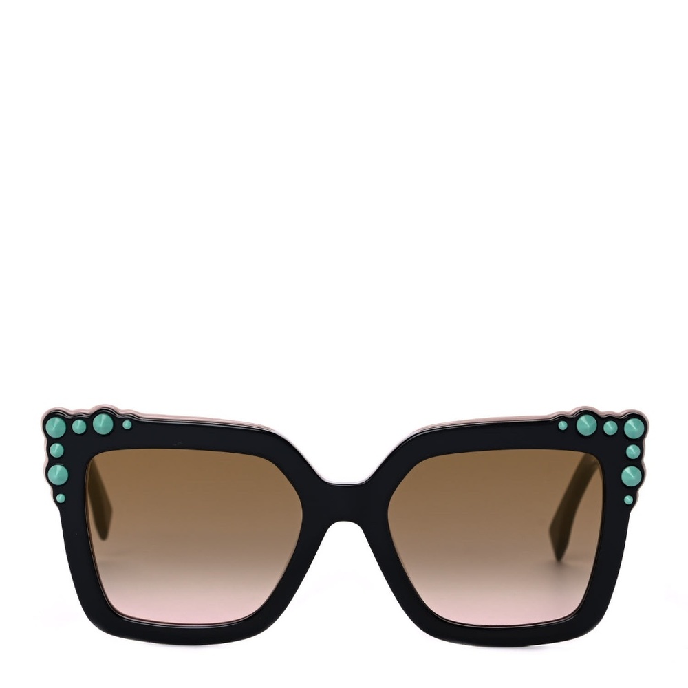Fendi Studded Square Cat Eye Sunglasses FF 0260/S Black Pink